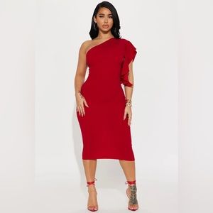 NWT Women’s Fashion Nova Burgundy Midi Dress Size Large